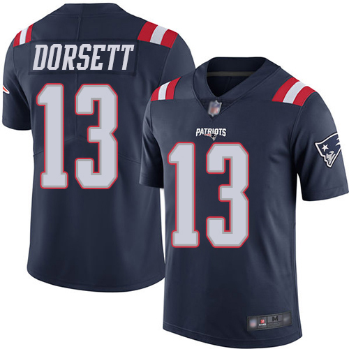 New England Patriots Football #13 Rush Vapor Limited Navy Blue Men Phillip Dorsett NFL Jersey